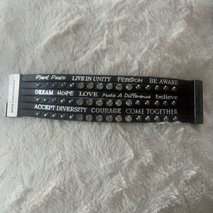 Inspirational Multi-Row Brown Leather Cuff Bracelet